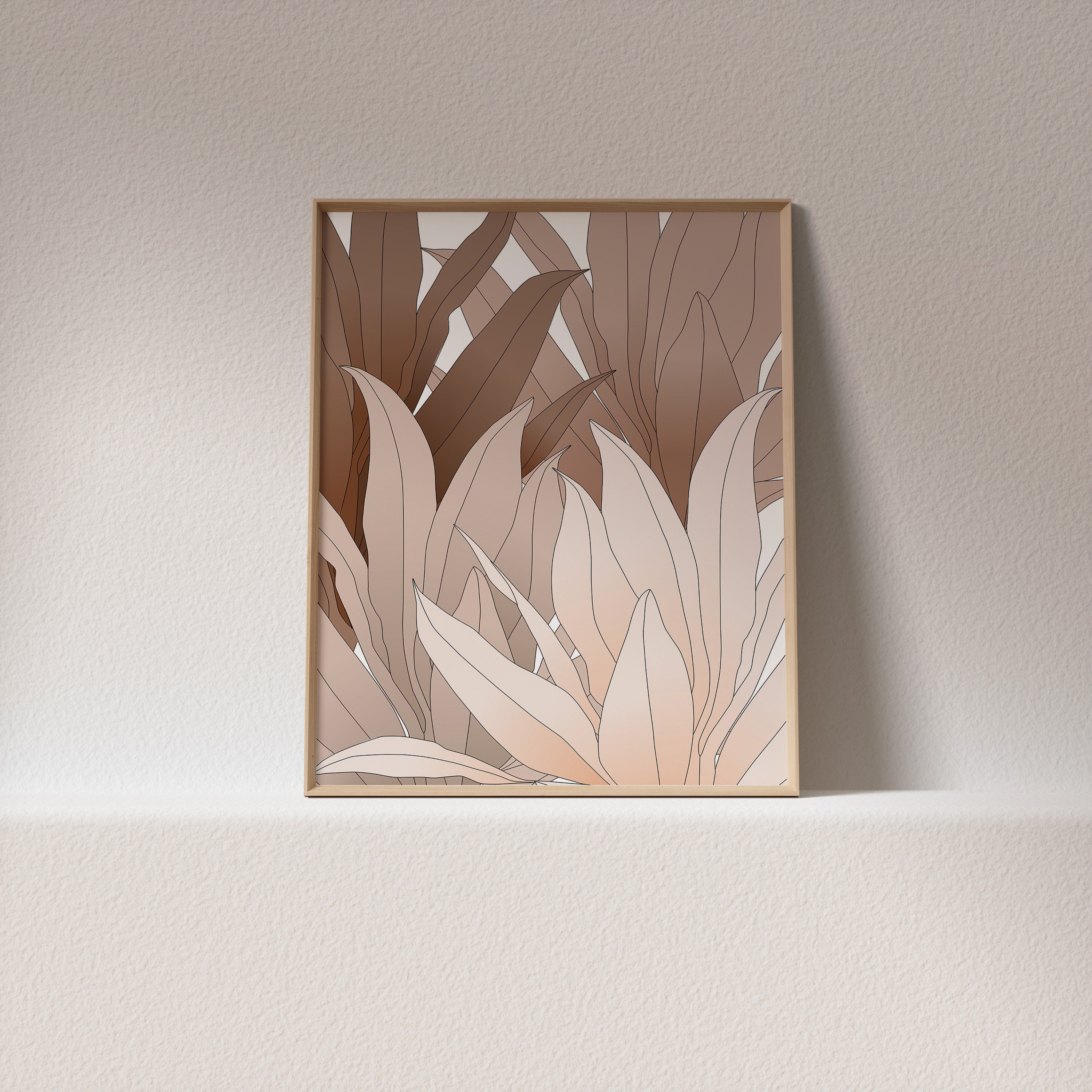 Blush Pink Flower Wall Artleaves Printbotany Printable Etsy