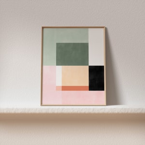 Downloadable Geometric Wall Art,blush Pink and Green Art Print ...