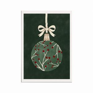 Downloadable Christmas Wall Art Set,Christmas Ornaments Printable Art,Dark Green Joy Print,Winter Botanicals Artwork,Festive Holiday Decor image 9