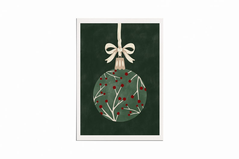 Downloadable Christmas Wall Art Set,Christmas Ornaments Printable Art,Dark Green Joy Print,Winter Botanicals Artwork,Festive Holiday Decor image 9