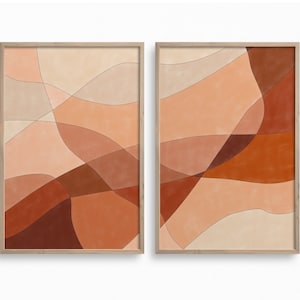 Terracotta Printable Art,Set of 2 Downloadable Abstract Prints,Boho Wall Decor,Burnt Orange Organic Shapes Art Print,Earth Tones Wall Art