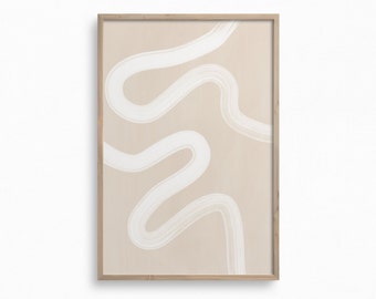 One Line Drawing,Neutral Printable Art,Abstract Shapes Print,White and Beige Artwork,Downloadable Minimalist Print,Mid Century Modern Poster