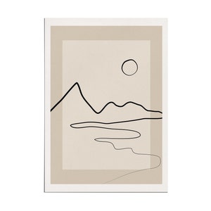 Landscape Line Art,Downloadable Neutral Art Print,Boho Wall Decor,Abstract Single Line,Beige Printable Wall Art,Minimalist Mountains Print image 7