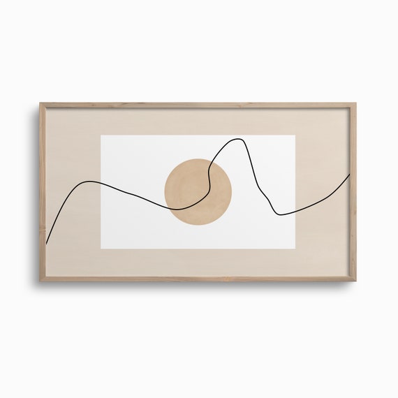 Samsung Frame TV Art, Abstract Sun Art,Minimalist Art for Frame TV,One Line Drawing,Downloadable Contemporary Artwork,Neutral Tones Art