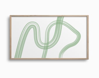 Abstract Samsung Frame TV Art,Simple Minimalist Brush Stroke Art,Pastel Neutral Tones Art,Light Green Colour Digital TV Art