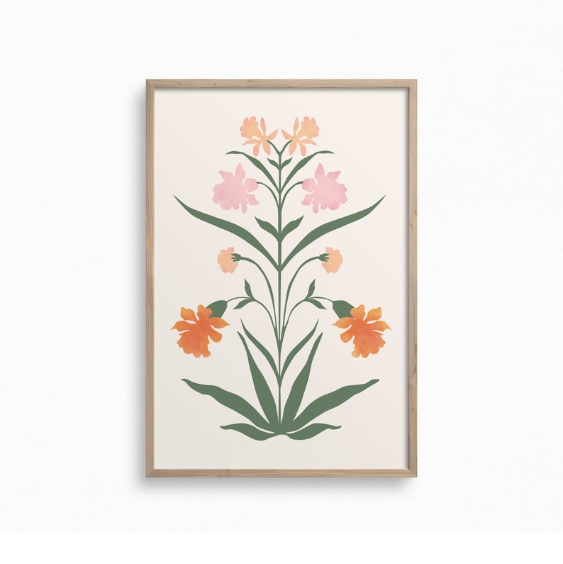 Vintage Inspired Art,Floral Digital Print,Downloadable Art Print,Spring Summer Printable Art,Flower Market Print,Trendy Boho Wall Print image 1