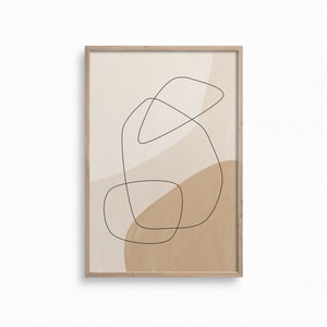 Abstract Geometric Wall Art,Neutral Printable Art,Organic Shapes Art Print,Downloadable Line Drawing,Earth Tones Wall Decor,Digital download