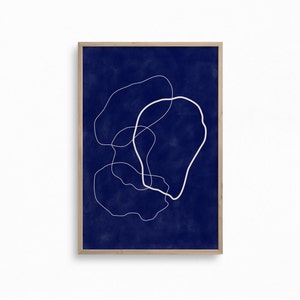 Abstract Geometric Wall Art,Navy Blue Printable Art,Organic Shapes Art Print,Downloadable Line Drawing,Minimal Wall Decor,Boho Wall Print