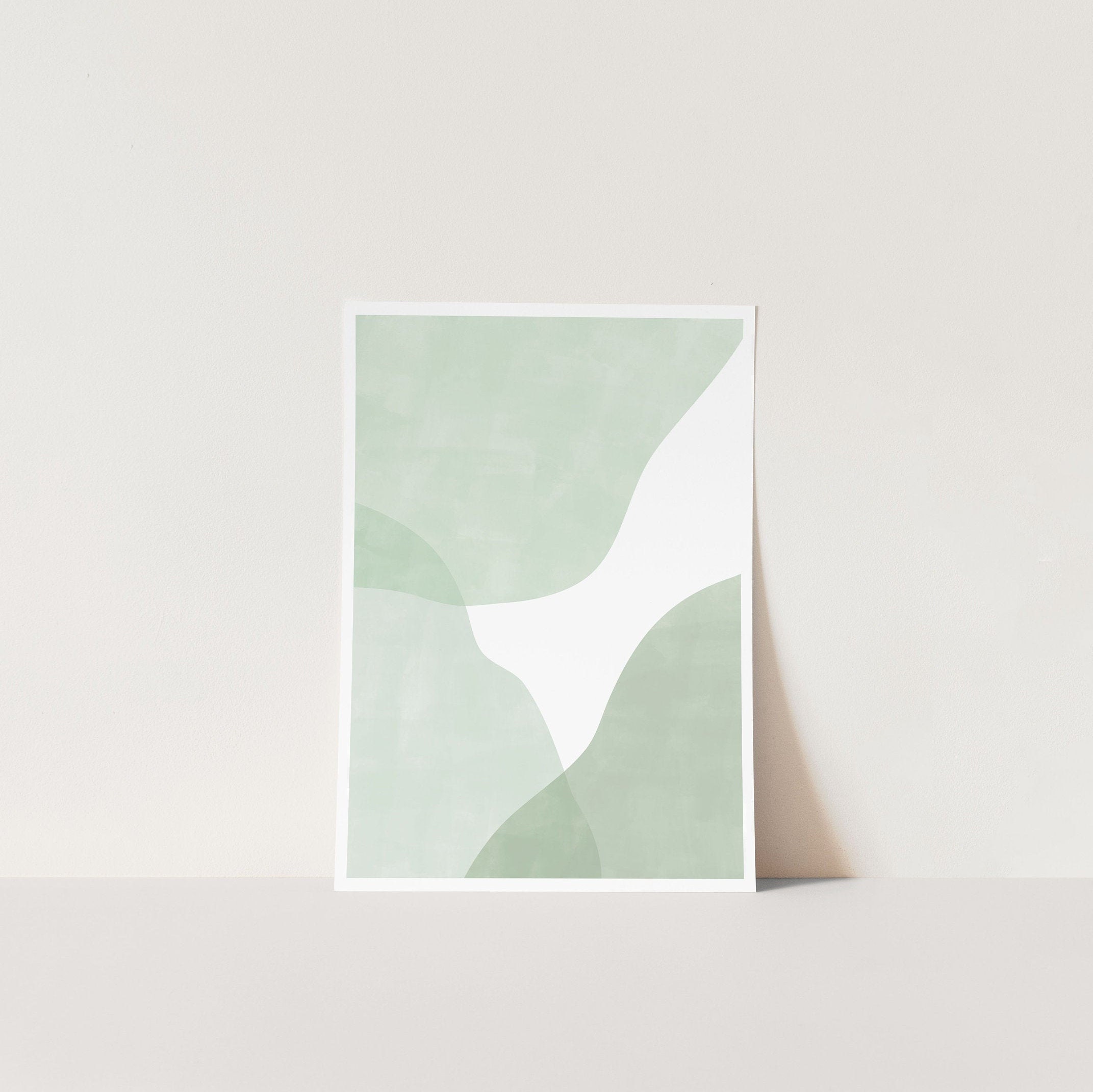 Green Tones Geometric Wall ArtAbstract Shapes Wall | Etsy
