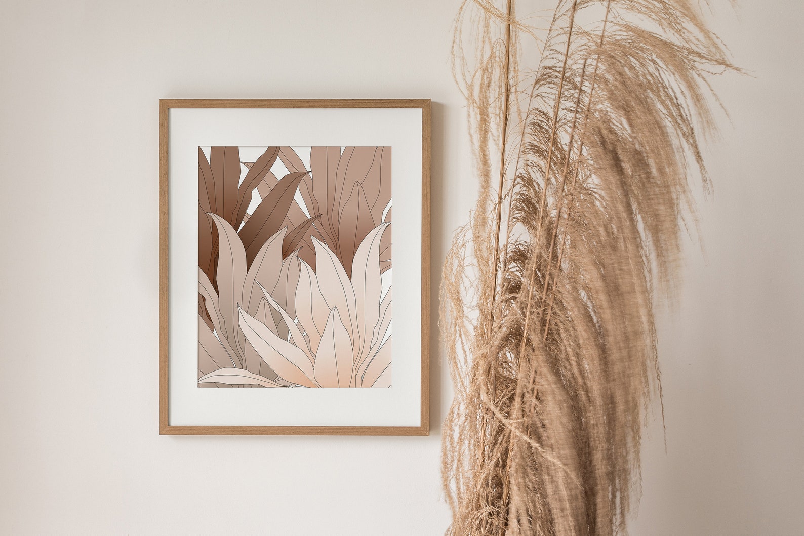 Blush Pink Flower Wall Artleaves Printbotany Printable Etsy