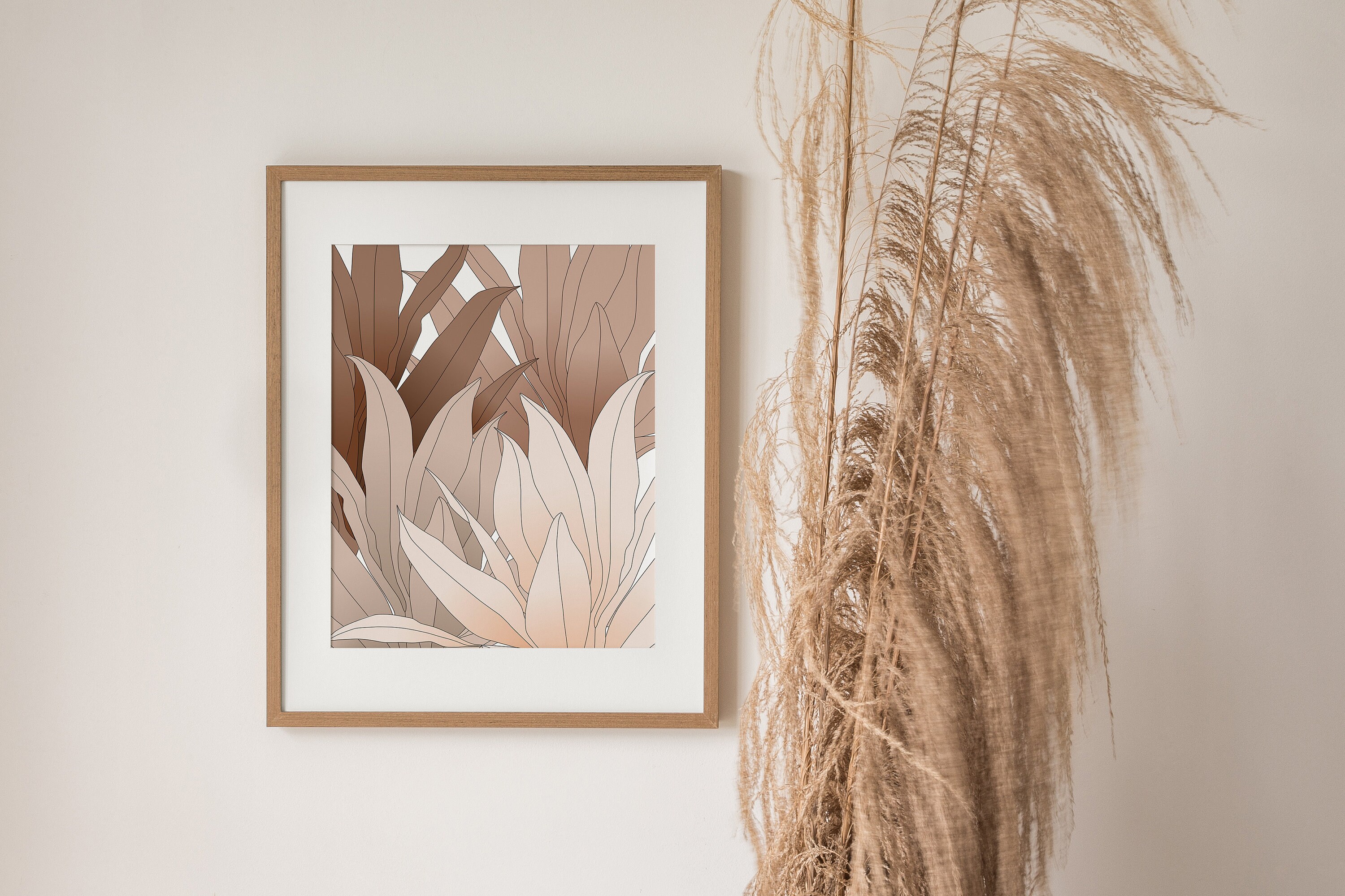 Blush Pink Flower Wall Artleaves Printbotany Printable Etsy