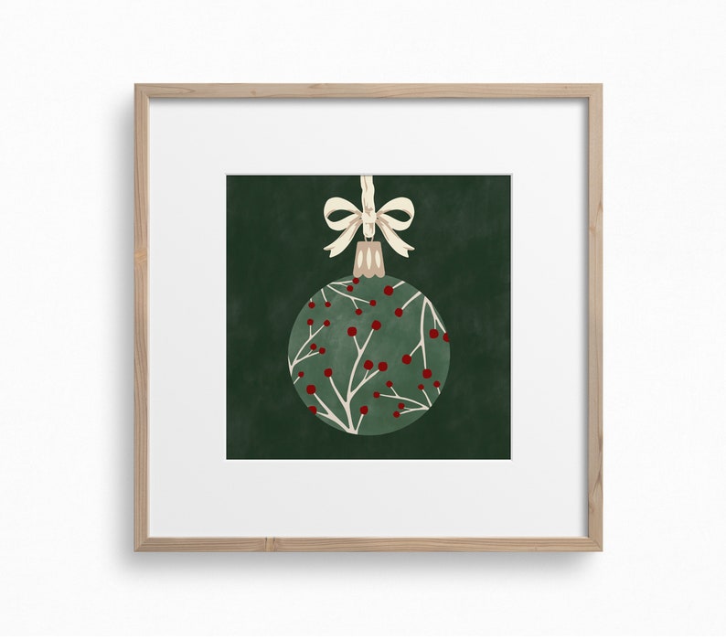 Christmas Wall Art,Christmas Printable,Christmas Tree Ornament Print,Downloadable Green Xmas Art,Winter Holiday Decor,Christmas Decoration image 5