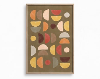 Semi Circle Mid Century Print,Downloadable Geometric Wall Art,Abstract Painting,Boho Wall Print,Minimal Artwork,Abstract Half Moon Art Print