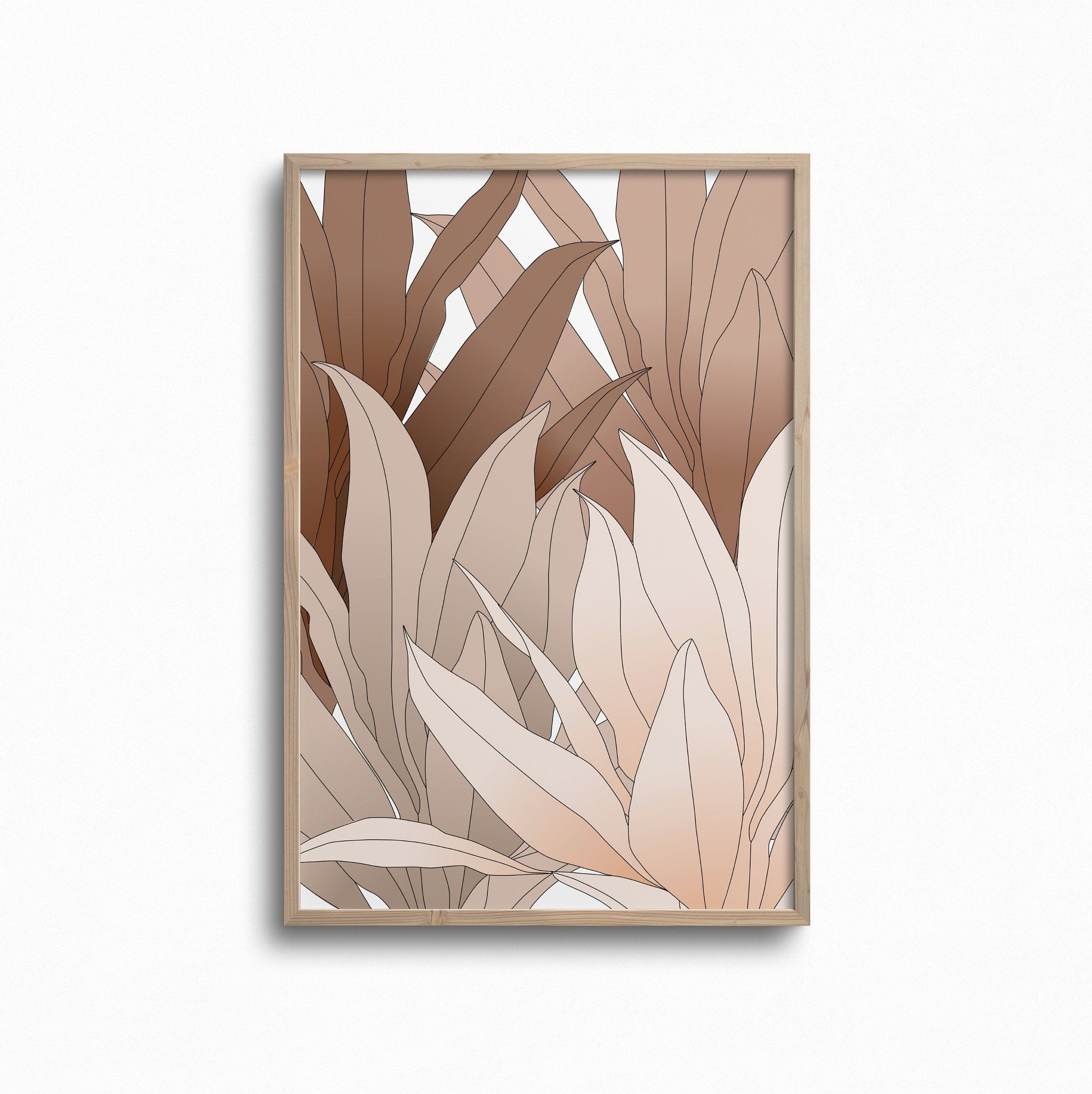 Blush Pink Flower Wall Artleaves Printbotany Printable Etsy