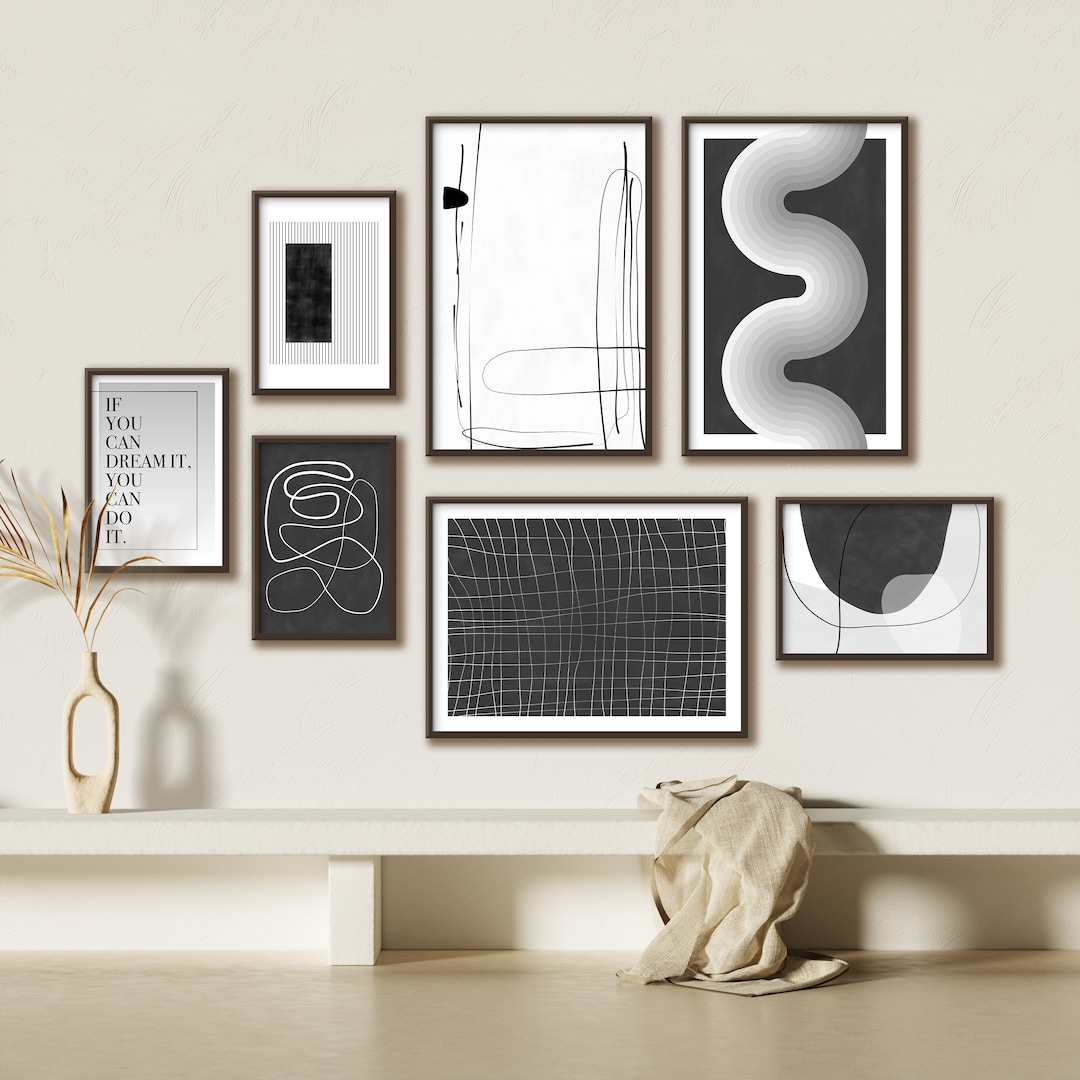 Gallery Wall Set,black and White Downloadable Art,tonal Printable Art ...