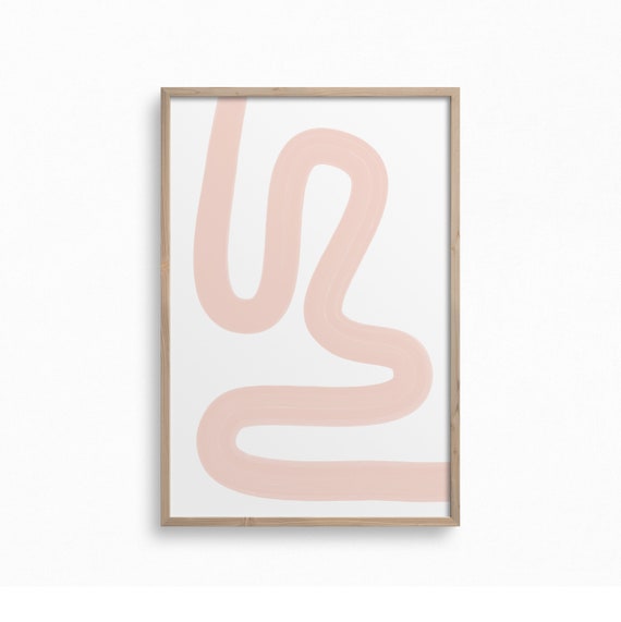 Downloadable One Line Drawing,Soft Pink Wall Art,Continuous Line Art,Neutral Printable Art,Minimal Boho Wall Print,Pastel Scandi Home Decor