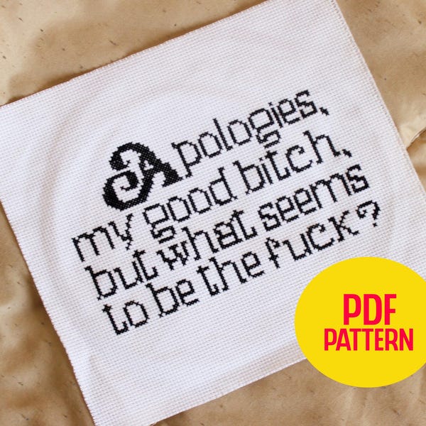 Desculpas, Padrão de Ponto Cruz, Arquivo Digital, Download Instantâneo