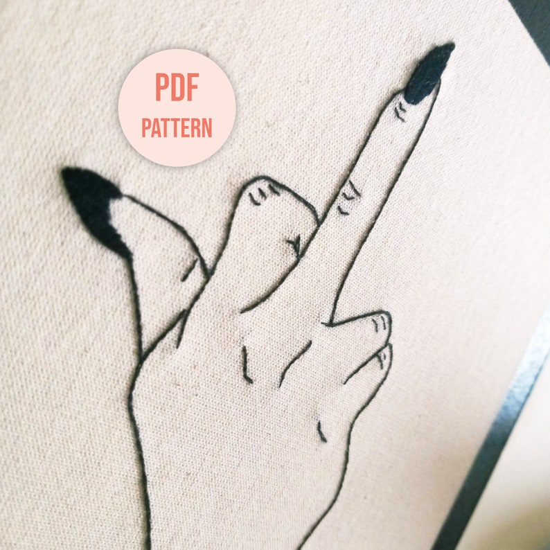 Middle Finger Pattern Pink Middle Finger, Line Art, Embroidery Pattern, PDF Digital File Only - Etsy