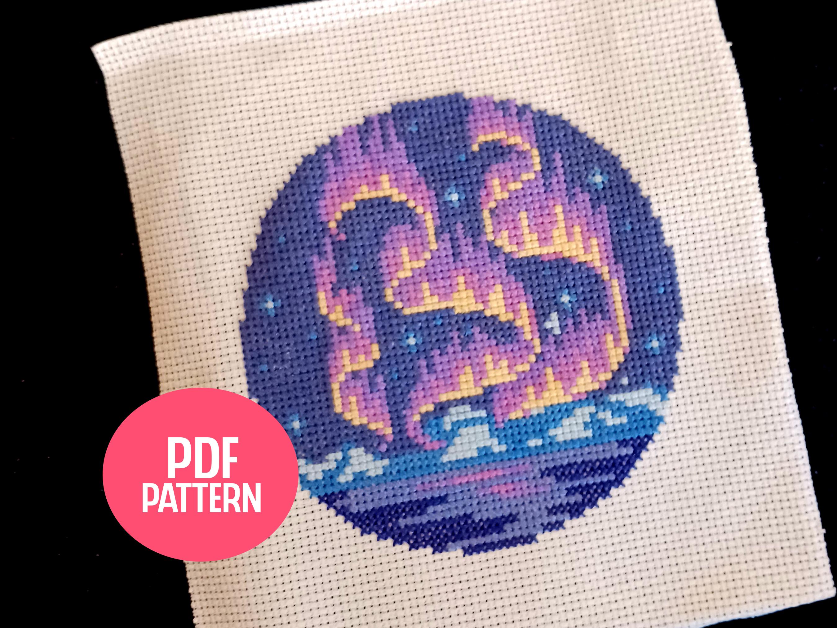 オーロラ、クロスステッチパターン、デジタルファイル、即時