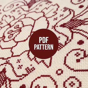 Monochrome Rose Sampler Cross Stitch Pattern, Digital File, Instant Download