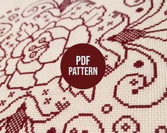 Monochrome Rose Sampler Cross Stitch Pattern, Digital File, Instant Download