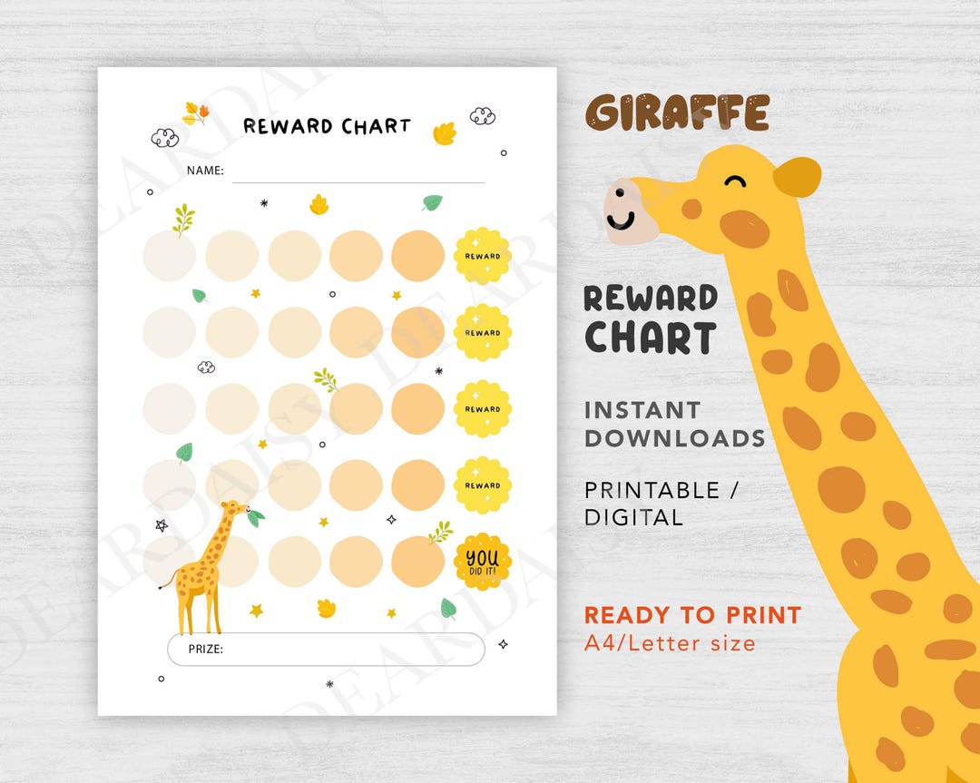Printable GIRAFFE, Reward Chart,sticker Chart,instant Download ...