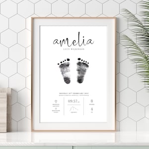 Name | Welcome to the World Print | Footprint Kit | Newborn | Boy Girl | Baby Gift Keepsake | Personalised | Custom | Nursery room | Poster