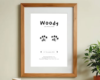 Personalised Pet Paw Print Art | Inkless Keepsake Gift