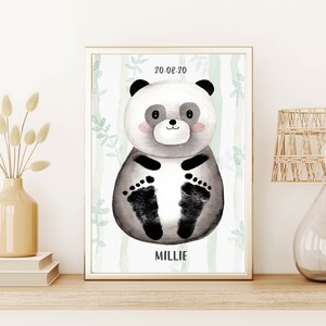 Personalised Baby and Child Footprint Kit PANDA | nursery decor | art print | baby shower | baby keepsake | watercolour | newborn