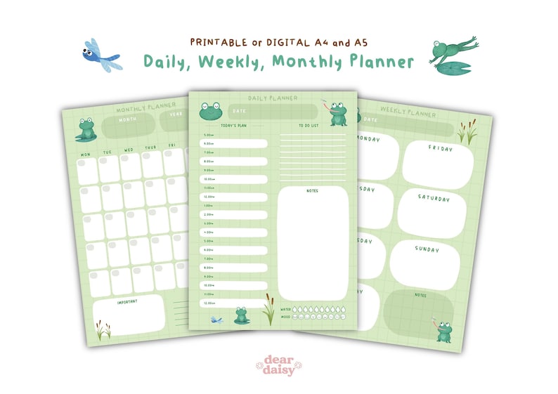 Frog Planner Printable | Daily, Weekly, Monthly (A4 & A5 Digital ...