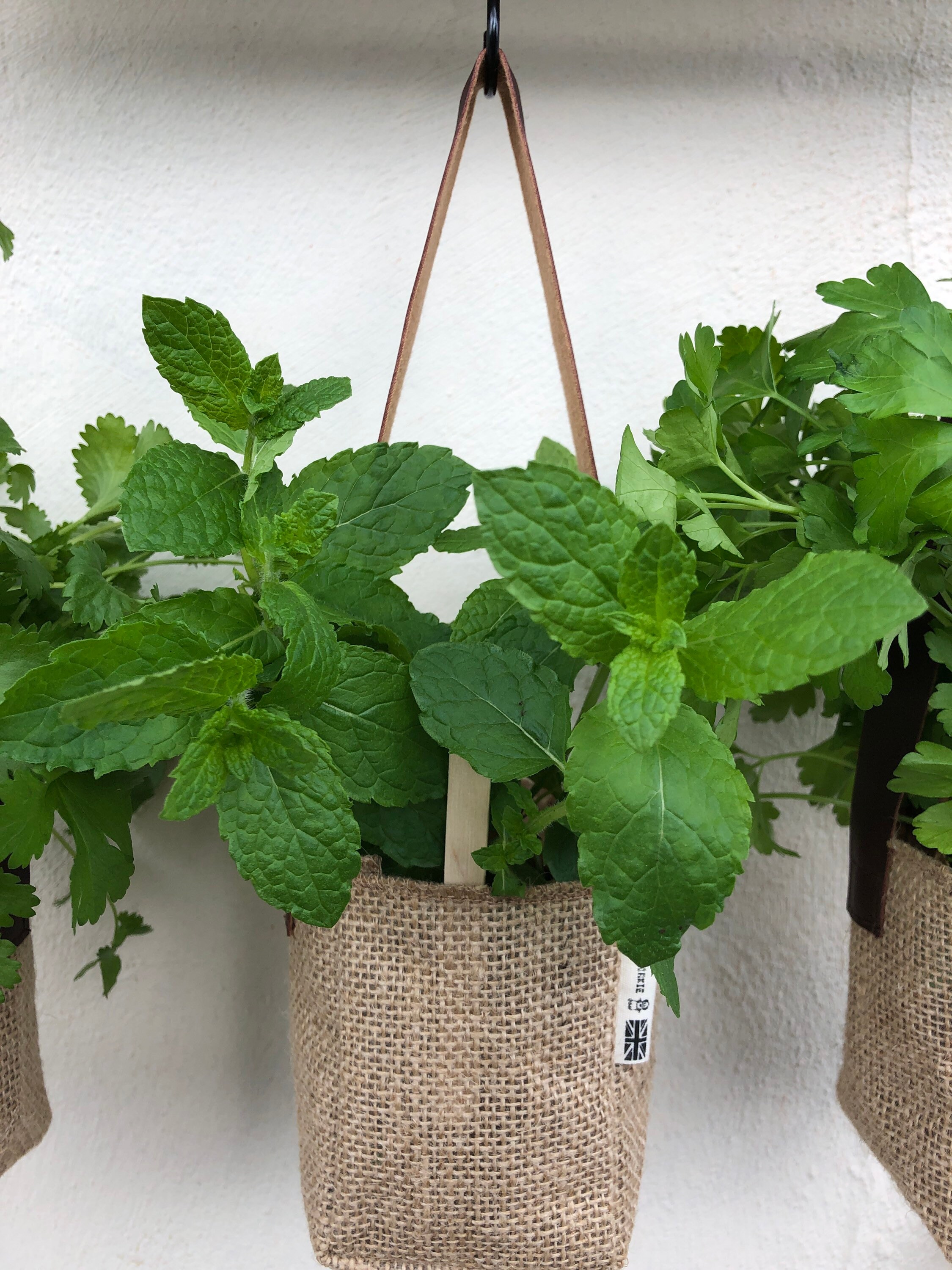 Recycled hessian hanging storage baskets Etsy