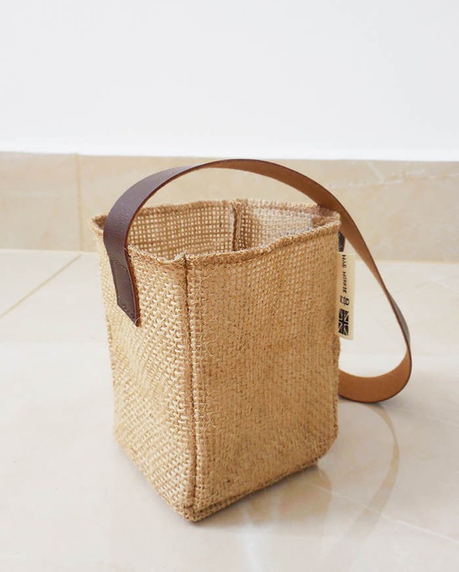 Recycled hessian hanging storage baskets Etsy