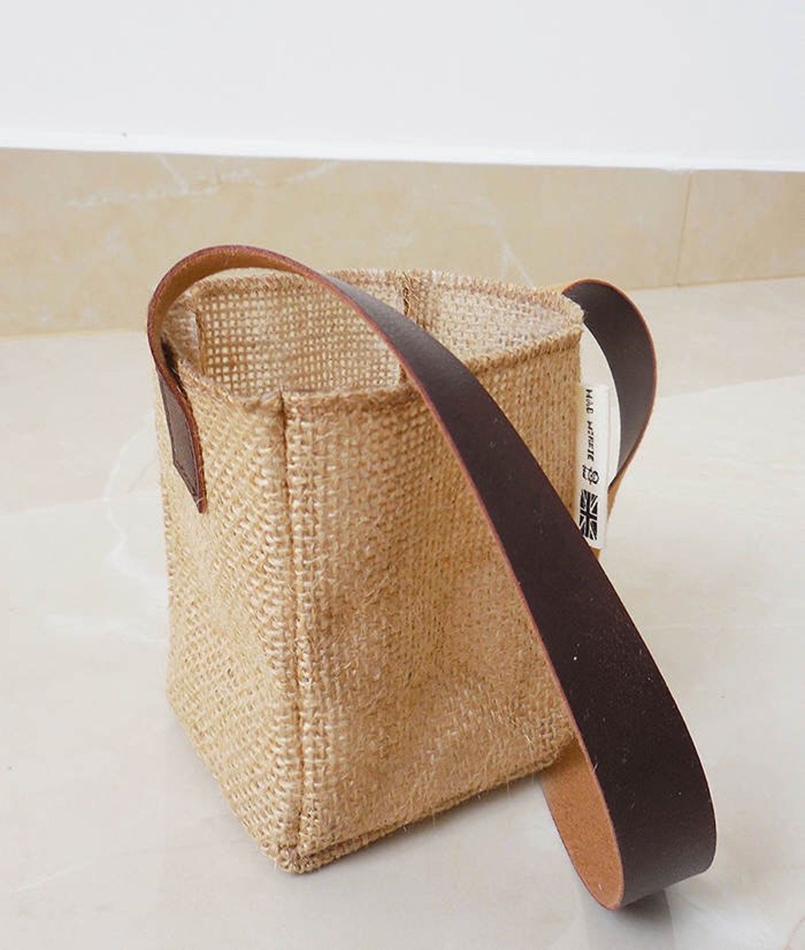 Recycled hessian hanging storage baskets Etsy