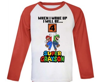 PERSONALISED Mario Birthday Pyjamas- When i wake up i will be...