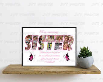 Worlds Best Sister Photo Collage  - unframed Personalised Print -