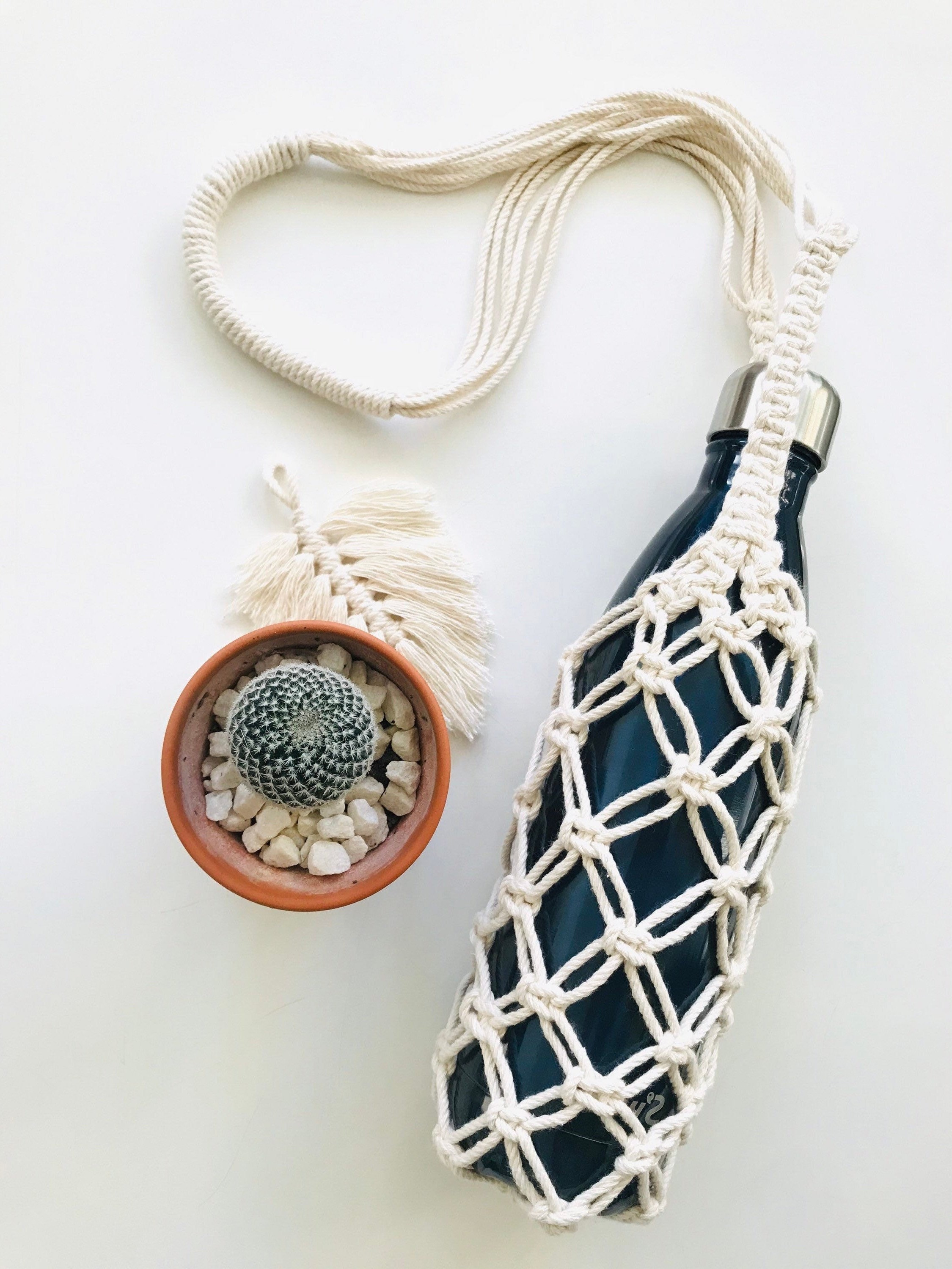 Macrame Bottle Holder Long Strap Christmas Gifts Water Bottle