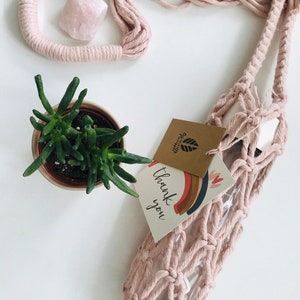 Macrame Bottle Holder Long Strap Christmas gifts Water bottle holder Cotton l Ethically Conscious shop Eco-friendly Gifts Natural D Power Pink