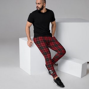 Red Tartan (checkered)-Punkdemonium-Men&#39;s Joggers