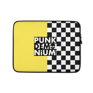 Checkered-Black & White with Yellow-Punkdemonium-Laptop Sleeve