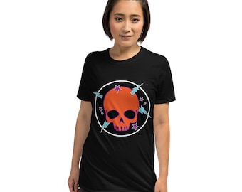 Orange Punk Skull-Punkdemonium-Kurzärmeliges Unisex-T-Shirt