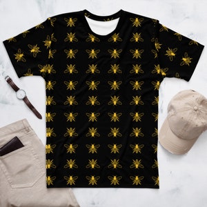 Bienenmuster-Schwarz-Punkdemonium-Herren T-shirt
