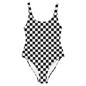 Checkered-Black & White-Punkdemonium-One-Piece Swimsuit (XS-3XL)