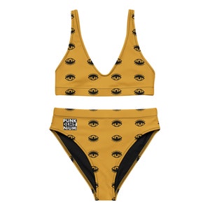 Eye-Pattern-Buttercup-Yellow-Punkdemonium-Recycled high-waisted bikini (XS-3XL)