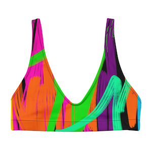Neon Abstract Streaks-Punkdemonium-Recycled padded bikini top (from XS-3XL)