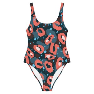 Large Red Leopard Print-Punkdemonium-One-Piece Swimsuit (XS-3XL)