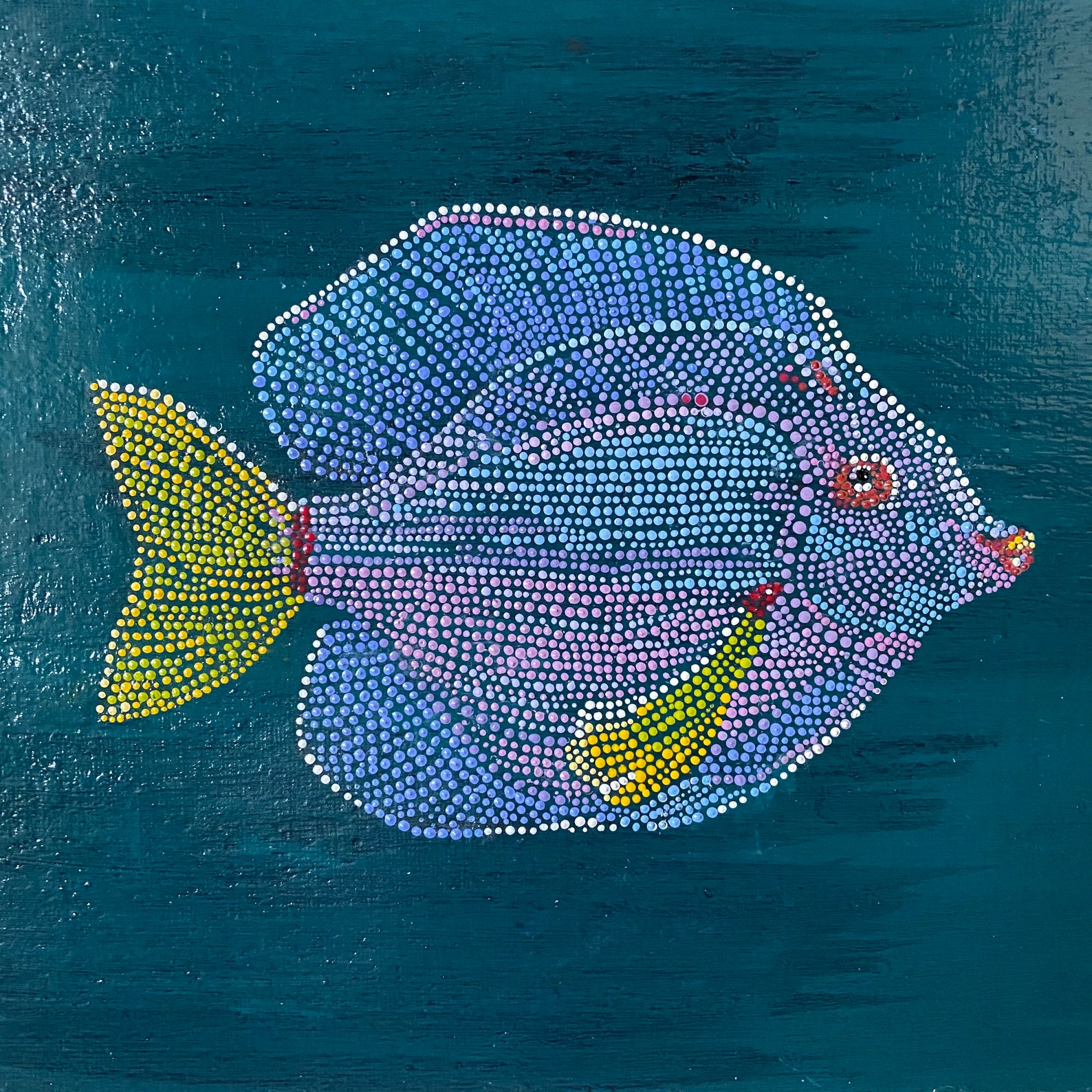 Fish Dot Art Wall Hanginghand Painted Art Original Canvas Etsy