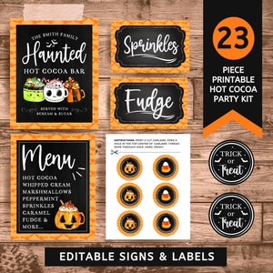Halloween Hot Chocolate Bar | Hot Cocoa Sign | Fall Coffee Bar | Halloween Party Decor | Halloween Printables | Instant Download