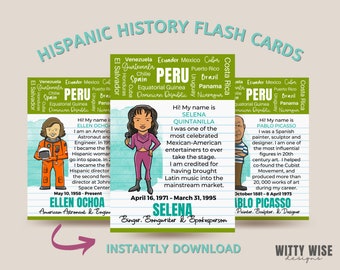 WHOLESALE Hispanic History Flash Cards | Educational Resources | Homeschool Resources | Hispanic Heritage Month | Printable Flash Cards