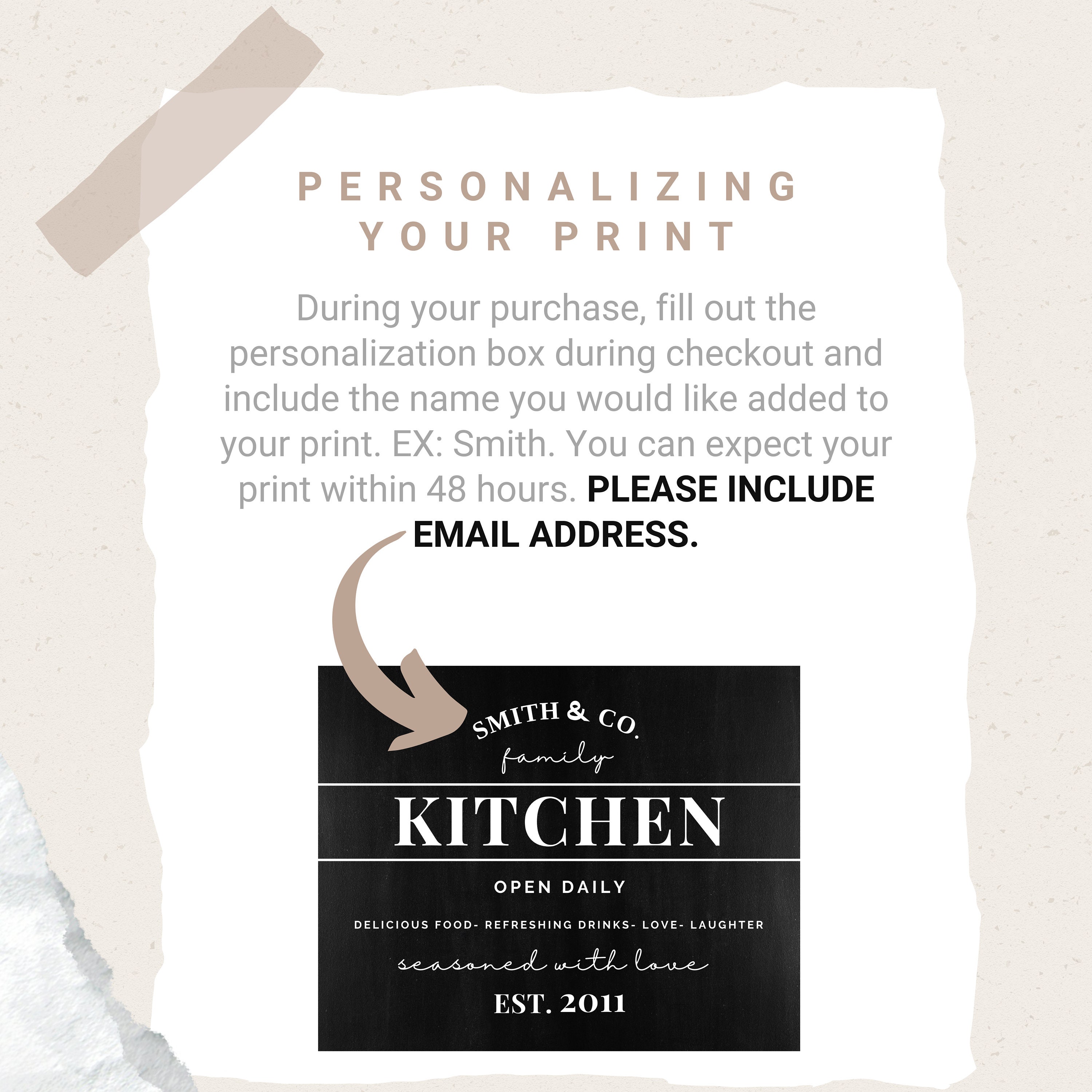 Vintage Kitchen Sign Printable Wall Art Personalized Last | Etsy