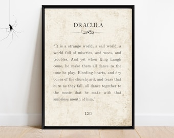 Dracula | Halloween Book Print | Antique Book Page | Literary Quote | Halloween Wall Decor | Spooky Poster | Printable Wall Art